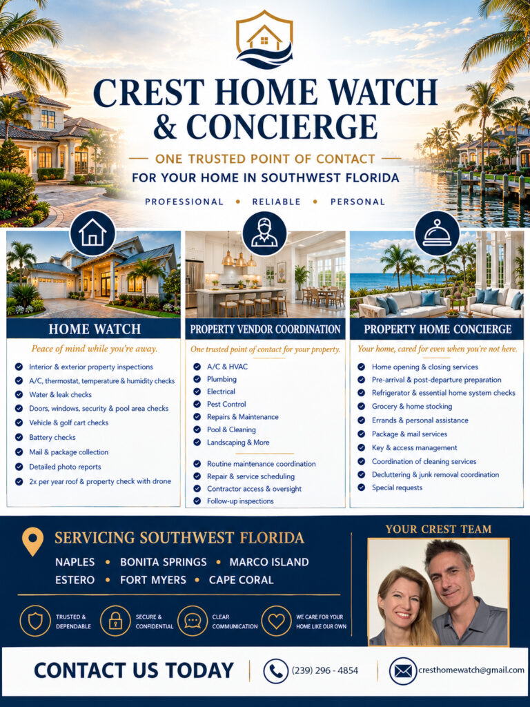 Home Watch Naples FL. Hausverwaltung Florida USA, Naples, Marco Island, Bonita Springs, Estero,