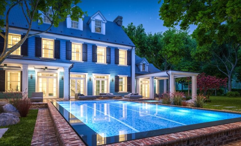 Altstadt Villa mit Pool bei Nacht