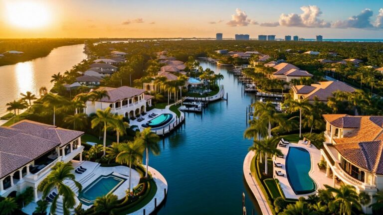 Yachthafen in Naples Florida im Sonnenuntergang